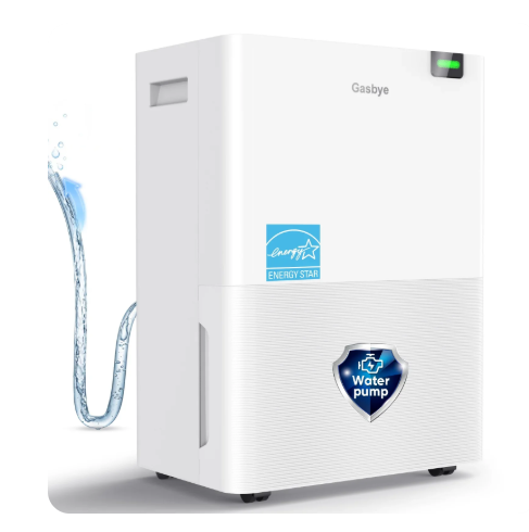 Gasbye
 
75-Pint
 
Dehumidifier
 
with
 
Replaceable
 
Pump
 
–
 
White