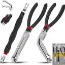 3Pcs Electrical Disconnect Pliers, Upgrade Electrical Connector Pliers, Automotive Electrical Connector Removal Tool, Automotive Electrical Terminal Connector Separator Removal Tool for Cars (Straight and 60 3Pcs, Black)