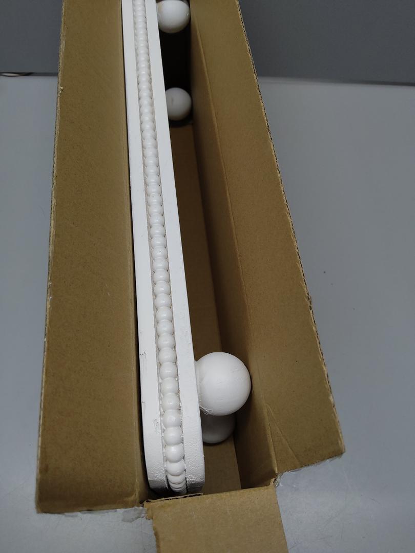 Dwellington Oval Wooden Decorative Tray, Farmhouse Style, Beaded Serving Tray for Living Room, Coffee Table (White)