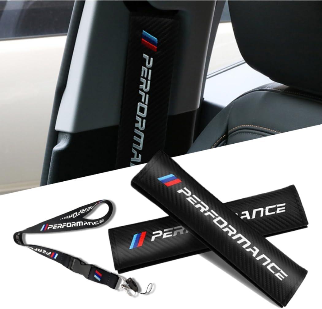 Car M 3 Color Performance Letters seat Belt Cover Carbon Fiber Texture Car seat Belt Shoulder Pad Cover Soft and Comfortable Suitable for Any Car Model