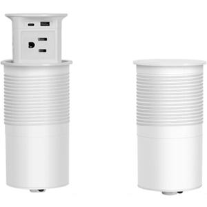 Pneumatic Lifting Socket 4 Sockets+B Port+Type-C Wireless Charging Universal Ip55 Automatic Lifting Anti-Pinch Protection Socket, White-A