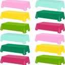 12 Pack Hawaiian Plastic Tablecloth for Round Tables, Tropical Luau Disposable Table Cover, Luau Table Cloth for Summer Pool Beach Flamingo Birthday Picnic Party Supplies Decorations