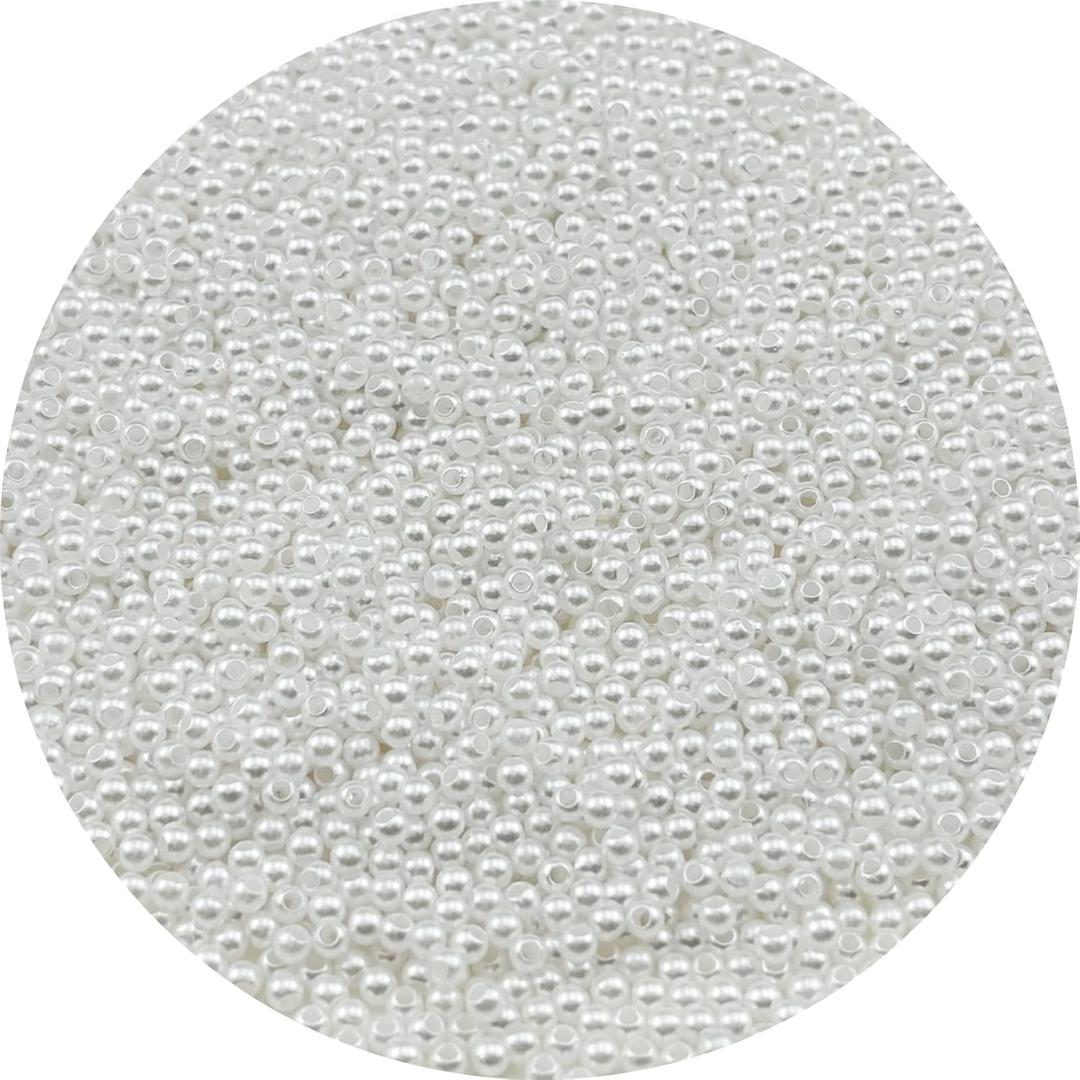 4000pcs Pearl Beads for Crafts 3mm Resin Pearl for Jewelry Making Round Bulk Pearls Beads with Hole for Sewing Crafts Decoration Necklaces Bracelets Earrings Making(White)