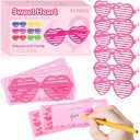 24 Pcs Heart Shaped Shutter Shade Glasses with Cards and Gift Box, Valentines Party Favors, Valentine's Classroom Exchange Prizes Gifts for Kids Boys Girls (Pink)