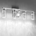 SineRise 4-Light Brushed Nickel Vanity Light with 3 Color Modes (3000K/4000K/6000K), Eye Protection LED Bathroom Light Fixture, Dimmable Modern Wall Light Over Mirror with Clear Glass Shade