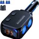 SUPERONE 180W Cigarette Lighter Splitter with 20W PD, 2-Socket Cigarette Lighter Adapter, Fast USB C Car Charger with Type-C 20W PD & QC 3.0 for Dash Cam, GPS, iPad/Laptop/iPhone 17/16/15/14/Samsung