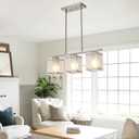 Kitchen Island Lighting, 3-Light Dining Room Light Fixture with Frosted Glass Shade Linear Chandelier Pendant Lighting Over Table for Dining Table Kitchen Island, Adjustable Height