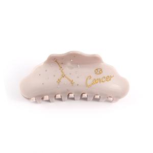 Cancer Constellation Hair Claw with Rhinestones, Beige Personalized Acetate Hair Clip for Women Gift 1 Piece