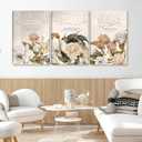 3 Pcs Islamic Canvas Wall Art,Wildflowers Foral Bismillah Wall Decor Paintings,Islamic Pictures for Wall Ramadan Living Room Bedroom Home Decoration 16x24 inch( Stretched Canvas on A Wooden Frame)