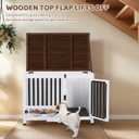 Agitree 33.3 Inch Wooden Dog Crate Furniture - Multi-Functional Dog Crate Side Table with 360° Swivel Feeder for Small and Medium Dogs with Removable Tray, Easy to Assemble, Easy to Clean