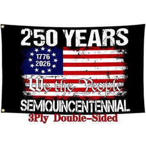 3 Ply 250 Year American Anniversary Flag 250th Anniversary Usa Flag Patriotic 4th of July We The People 1776 Flags for Outside 3x5 Ft 4th of July Memorial Flag Outdoor House Decorations Banner