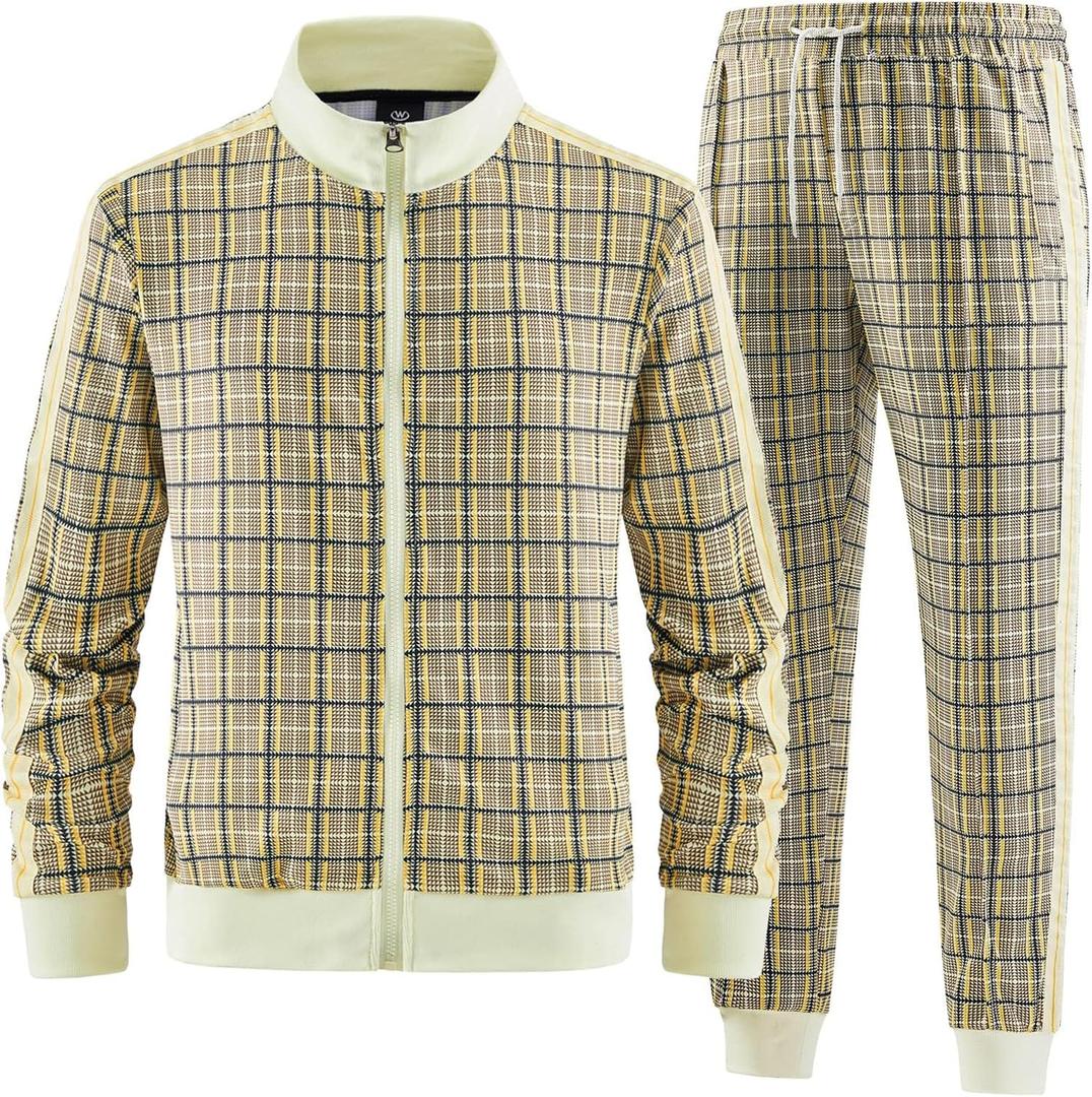 Men's Track Suits 2 Piece Stand-up Collar Long Sleeve with Double Side Pockets Jacket and Sweatpants (3X-Large) Jw-2201