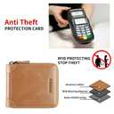 GERUOLA Men's Shielded Wallet Zipper Leather Wallet Men's Bifold RFID Card Case Wallets for Men (Khaki)