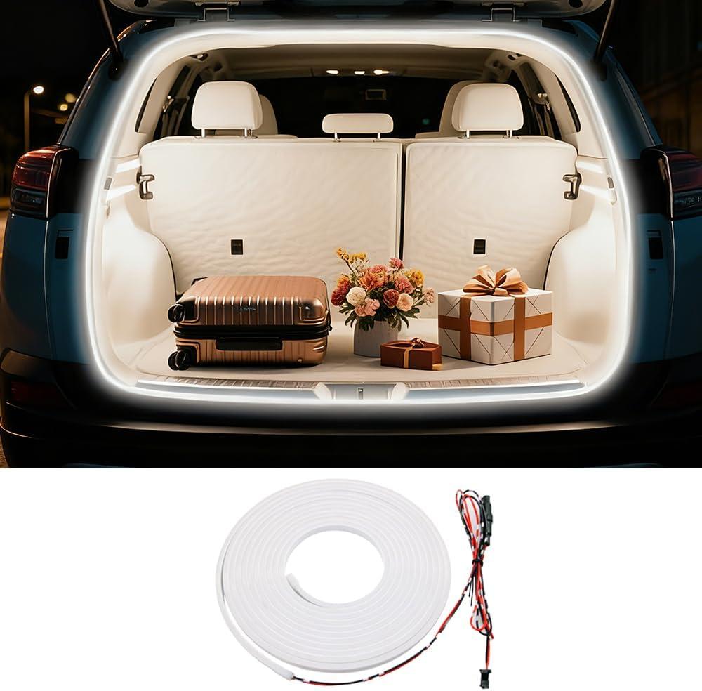 Trunk LED Light Strip, Compatible with 2013-2021 Toyota RAV4, Flexible Waterproof Silicone Embedded Cuttable Trunk Light Strip, Cool White