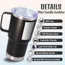 20 oz Tumbler with Handle and Lid, Stainless Steel Tumbler Insulated Travel Coffee Mug, Spill Proof Double Wall Vacuum Tumbler Cup Keep Drink Hot & Cold, Black, 12 Pack