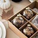 DN DECONATION Christmas Decor Tree Ornaments, 3.15" Glass Hanging Balls with Nature Pinecones for Farmhouse Rustic Fall Autumn Thanksgiving Christmas Decorations Indoor Home Decor (Gold and Blown12pcs)