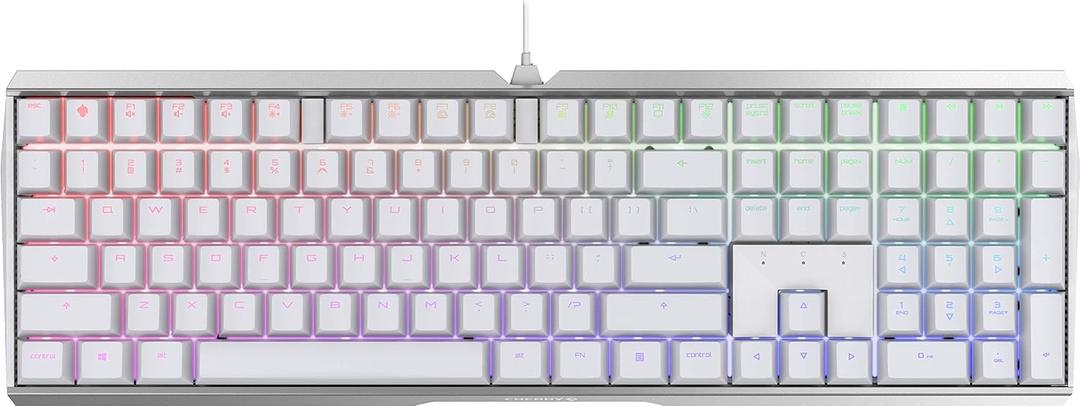 Cherry MX 3.0 S Wired Mechanical Gaming Keyboard. Aluminum Housing Built for Gamers w/MX Red Switches. RGB Backlit Color Display Over 16m Colors. from The Makers of MX. Full Size. Pure White.