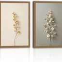 2Pcs Framed Canvas Art Prints –Elegant Floral Branches on Soft Backgrounds Inches – Minimalist Wall Decor for Living Room Bedroom or Office 16x24in