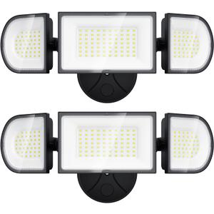 iMaihom 100W LED Flood Light Outdoor, 9000LM Super Bright Security Lights, IP65 Waterproof Exterior Floodlight, 3 Adjustable Heads, 6500K Daylight White Light for Yard Garage Playground (2 Pack),Black