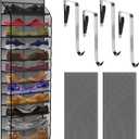 PAULONE 12 Pocket Over the Door Shoe Organizer,Reusable Breathable Large Mesh Bag Men's & Women's Sneaker Organizer,Shoe Organizer for Kids,Hanging Shoe Storage Hanging Bag (Grey)
