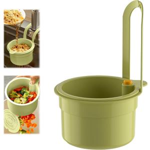 New Upgrade,2025 New Faucet Hanging Strainer,Kitchen Sink Drain Strainer,Sink Strainer Basket,Press Automatic Dumping Kitchen Draining Basket,Easy to Install, Fine Mesh (Green)
