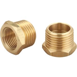 3/4 Inch NPT Male x 1/2 Inch NPT Female Brass Reducer Hex Bushing, Thread 1" OD to 0.75" ID, (2 Piece)