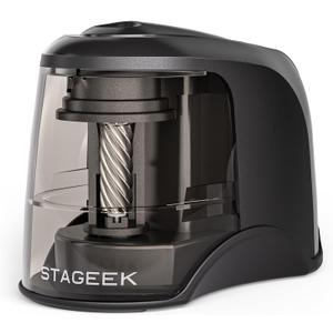 STAGEEK Electric Pencil Sharpener, Plug in or USB/Battery Operated. Fits No.2 and Colored Pencils (6-8mm). Great for School, Classroom, Office and Home(Black)