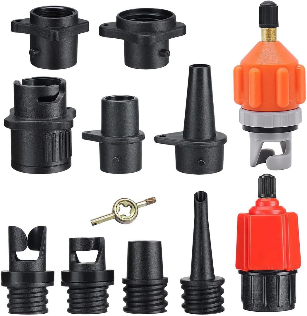 Inflatable Paddle Board Pump Adapter | Air Regulator Adapter - 9 Nozzles Included, Pumping Head Connector for Inflatable Kayak Paddle Board, Air Compressor Pump Converter