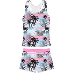 Little Girls' Summer Swimwear Two Piece Boyshort Tankini Kids Swimsuit (5-6 Years, Coco)