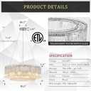 Modern 24 Chrome Chandeliers 10-Light Crystal Glass Round Chandelier Luxury Drum Ceiling Pendant Light Fixtures 2 Tiers Hanging Lighting for Dining Room Foyer Living Room Bedroom