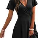 RUMIA Womens Casual Dresses Wrap V Neck Dress A-Line Ruffle Sleeve Summer Sundress Fashion 2026, Medium