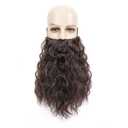 Men Long Curly Wizard Beard with Elastic Band, Old Man Fake Beard Costume for Theater Cosplay, Halloween and Christmas Party (Brown)