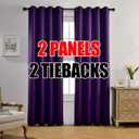MIUCO Thermal Insulated Grommet Window Blackout Curtains Panels for Livingroom 52x84 Inch Purple 1 Pair