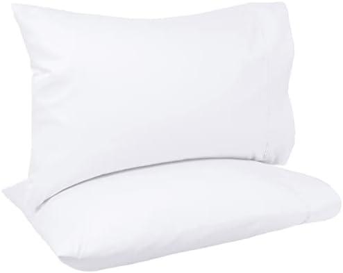 Amazon Basics 400 Thread Count Cotton Pillow Case, Standard, 30" L x 20" W, White - Set of 2, Pillows Not Included
