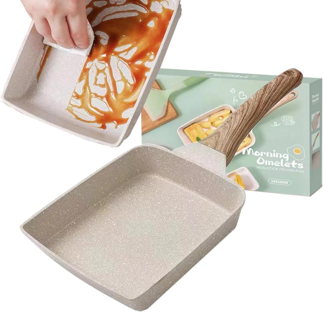 Japanese Omelette Pan, Nonstick Tamagoyaki Pan, 7.1in x 1.57in, Non-Stick Coating, Gas & Induction Compatible