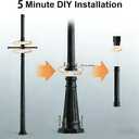 76" Black Cast Aluminum Street Light Pole, 4-Section Adjustable Lamp Post with Crossbars & 3" Universal Adapter Cap for Outdoor Porch, Patio, Yard, Garden, Driveway (Light Not Included)