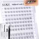 ALICE Short Lash Clusters Kit 8mm-10mm-12mm Natural Clear Band Cluster Eyelash Extension Kit Wispy Eyelash Clusters Kit with Bottom Lashes Bond and Seal DIY at Home