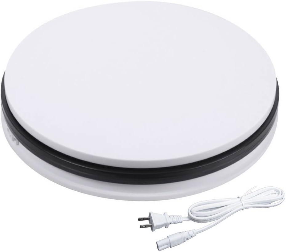Fotoconic White Electric Motorized Rotating Turntable Display Stand, 14 Inch / 35cm Diameter, 110 Lb Centric Loading for Shop Display