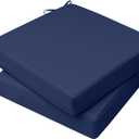 AAAAAcessories Outdoor Seat Cushions for Chairs, Waterproof, Fade-Resistant, 20" x 20" x 3", Patio Furniture Replacement Cushions, Set of 2, Navy Blue