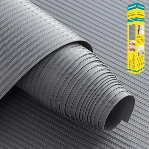 KAVUNION Shelf Liner, Non-Slip Cabinet Liner, Easy to Cut and Install, Washable Oil-Proof and Protective surface for Kitchen Cabinet, Drawer, Shelves, Refrigerator, Storage, Desks, Gray 11.8 Inches x 9.8 FT