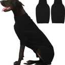 IECOii Extra Large Dog Sweater 4XL,Thermal Warm Dog Sweaters for Giant Breed Dogs,Turtleneck Knitted Knitwear for Pet Winter,Stretchy&Easy On Doggy Sweatshirt for Doberman,Great Dane(Black,XXXXL)