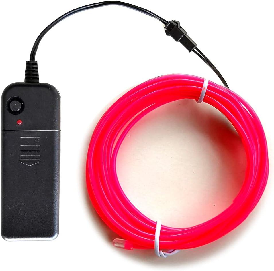 El Wire Pink,3m neon Light Flash Electroluminescence, Used for DIY Design, Various Holiday Party Decoration (3m, 1pack-Pink)