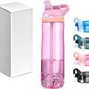 25oz Pink Water Bottle with Clip Handle and Locking Lid, Reusable Travel Tritan Water Bottle with Straw and Sports Plastic Water Bottle - Pink