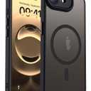 YEMORAN Compatible with iPhone 16E Case with Built-in Camera Lens Protector Translucent Magnetic iPhone 16E Phone Case 6.1" [Compatible with Mag-Safe][Great Grip Feeling], Black