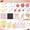 Wavwavw 68 Pcs DIY Graduation Cap Decorations Kit, Faux Flowers 3D Butterfly Bow Self Adhesive Rhinestones and Alphabet Letter Stickers for 2026 Grad Cap Topper Decor Graduation Party (Rose Gold)