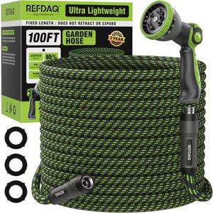 Garden Hose, Flexible Ultra Lightweight Durable, Kink-Free Water Hose with 10 Function Sprayer - Non-Shrinking, Easy to Store, All-Weather, High-Pressure (100 FT)
