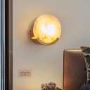 Gold Modern Wall Sconces for Bathroom, 1-Light Alabaster Sconce Wall Light Fixture for Bedroom, Unique Sconce Lighting for Living Room, 1 Pack