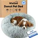 Calming Pet Bed with Water-Resistant Inner Liner Anti-Anxiety Donut Dog & Cat Bed with Removable Washable Cover Supportive Plush Nest, Non-Slip & Cushion Protection Small, Grey