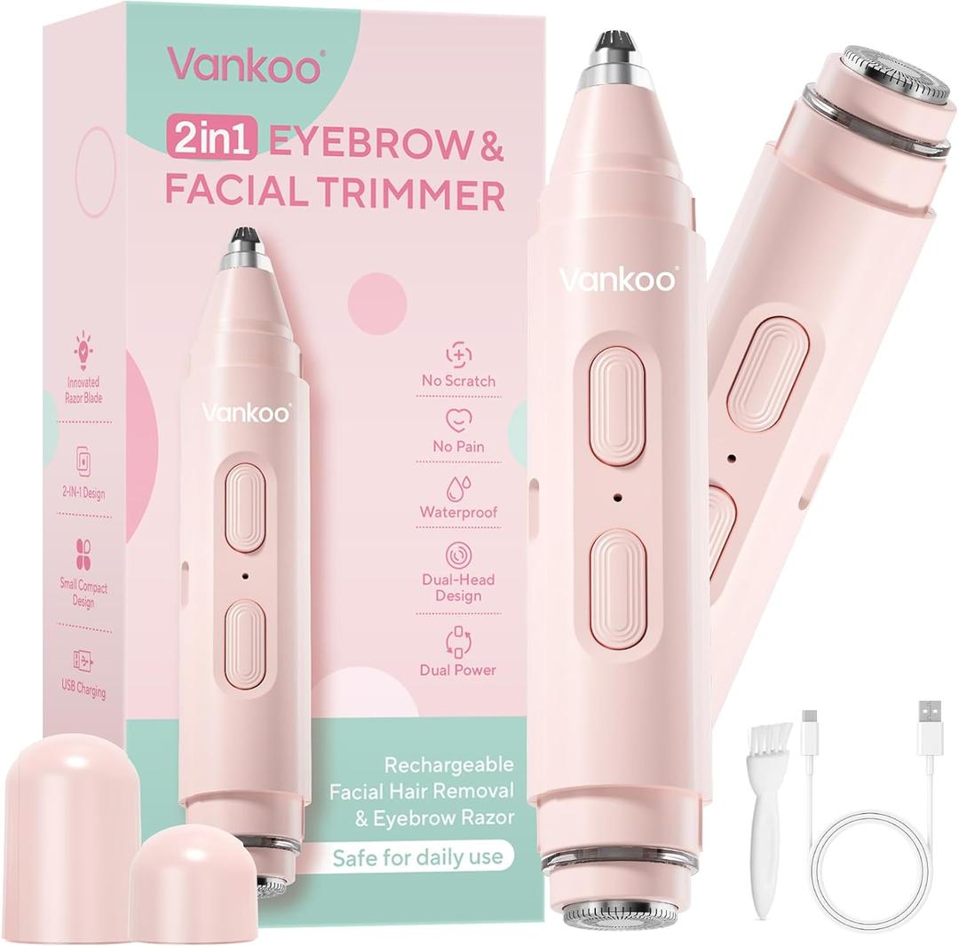 Eyebrow Razor 2 in 1 Rechargeable Razor for Women with Built-in LED Lights, Painless Hair Removal for Flawless Skin and Makeup