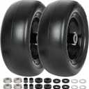 WEIZE Universal Fit 11x4.00-5 Flat Free Tire and Wheel Assembly, Zero Turn Lawn Mower Replacement Tires, 3.4"-4"-4.5"-5" Centered Hub, 3/4" or 5/8" or 1/2"Bushings, Adapter Kit included, Set of 2 (Black)
